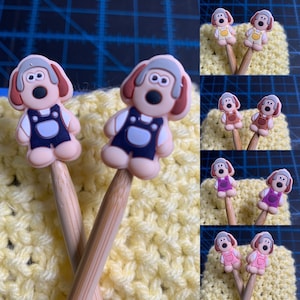 Kawaii Dog Stitch Stopper Knitting Needles Point Protectors or Toppers (set of  2)