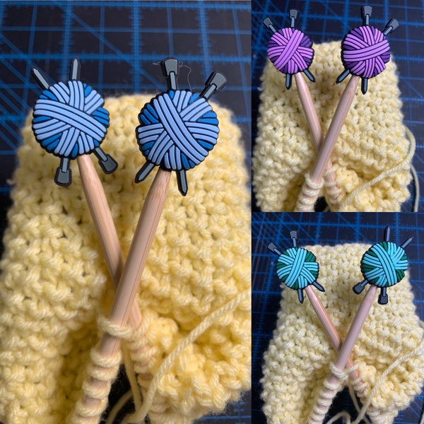 Knitting Needles and Yarn Stitch Stopper Knitting Needles Point Protectors or Toppers (set of  2)