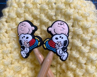 Snoopy Knitting Needle Point Protectors, Silicone Stitch Stoppers (Set of 2)