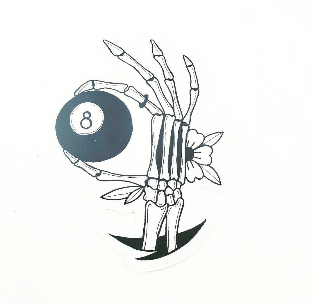 8 Ball Vinyl Die Cut Skeleton Billards Snooker Pool Sticker Nine Ball