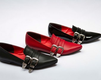 Zapatos Antonella Winklepicker Planos Con Hebilla Etsy