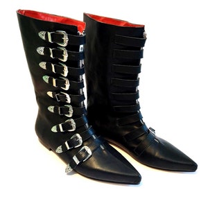 Made to order Winklepicker mid calf leather boots, goth, 80s inspo, retro 80s