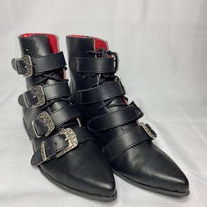 Botas piel Winklepicker, cordones y hebillas, goth, punk, 80s,pikes