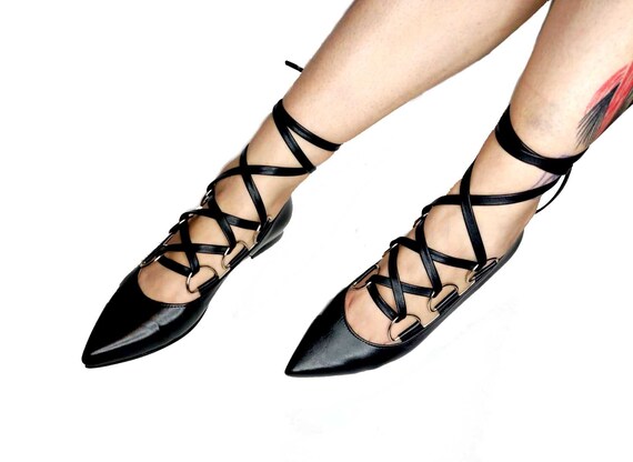Zapatos Planos Con Cordones Goth Bailarina Repro De Los 80