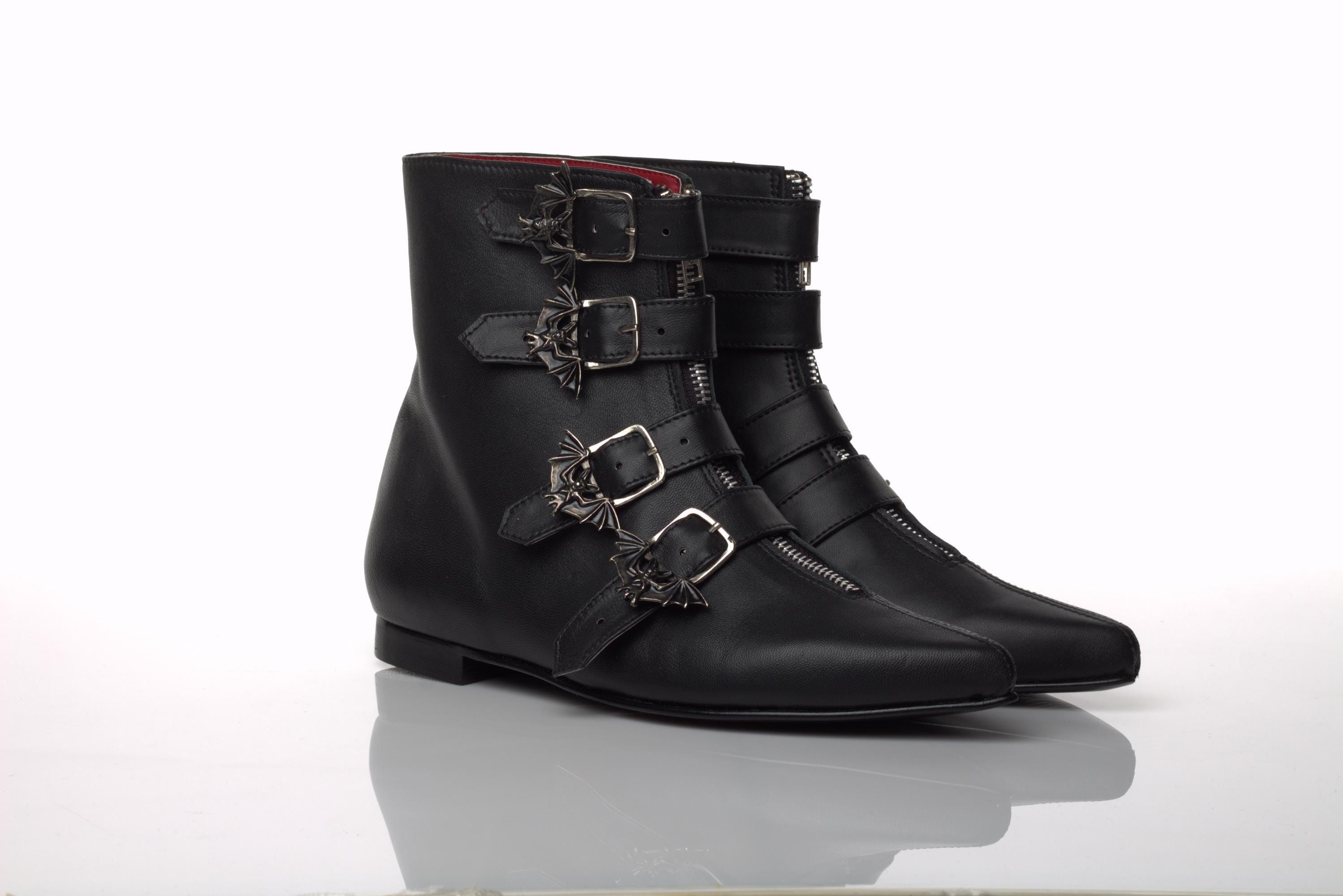 靴 PICKER CLOTHING BUTTON BOOTS 8 1/2 BLK Botas Goth Classic Winkle Pickers Bat Hebillas, Inspo De Los 80