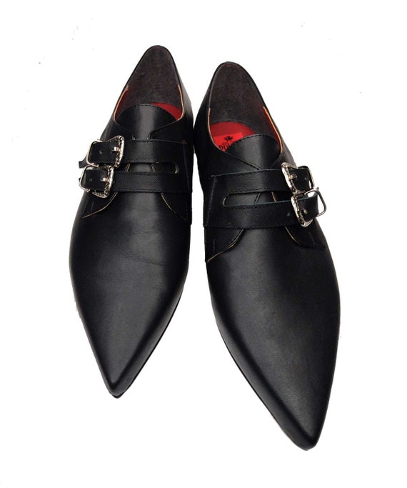 Mens black leather pointed winklepicker shoes Clearance