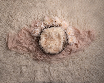 Peach floral Newborn basket