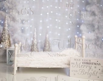 Winter twinkle lights newborn bed digital backdrop