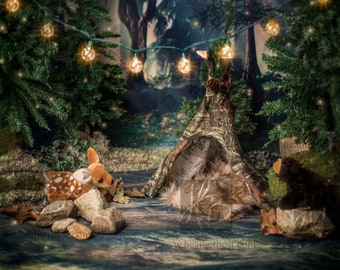 Woodland Hunter Newborn Digital Backdrop
