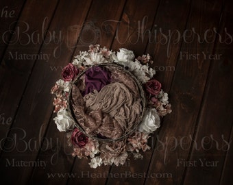 Digital Background Floral Wreath Newborn INSTANT DOWNLOAD