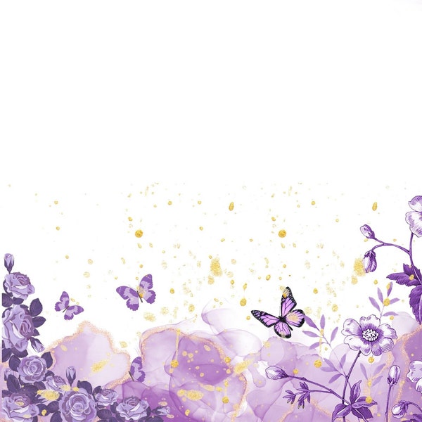 Purple Floral Printable Stationery, Digital Stationery, Instantly Downloadable Digital Writing Paper