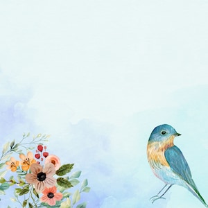 Papelería imprimible Blue Bird, Papelería digital, Papelería descargable, Papel de escritura digital