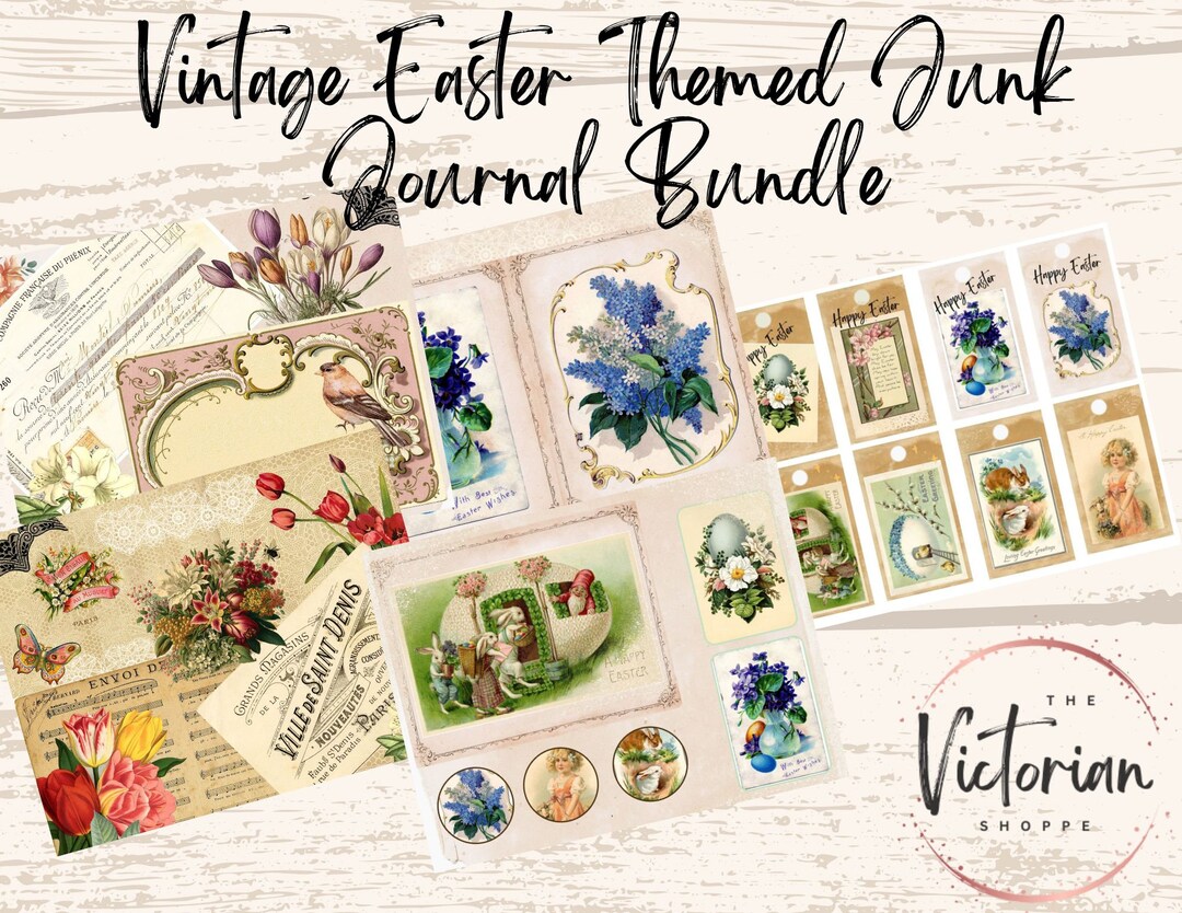 Printable Vintage Easter Junk Journal Pages, Scrapbook Digital Pages ...