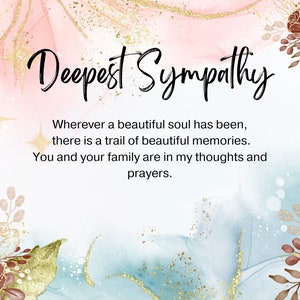 Floral Printable Sympathy Card, Digital Card, Instant Downloadable