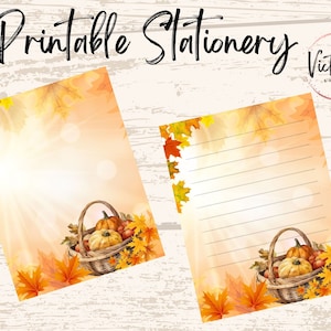 Autumn Leaves Printable Stationery, Digital Stationery, Downloadable Stationery, Digital Writing Paper