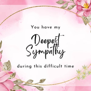 Pink Floral Printable Sympathy Card, Digital Card, Instant Downloadable