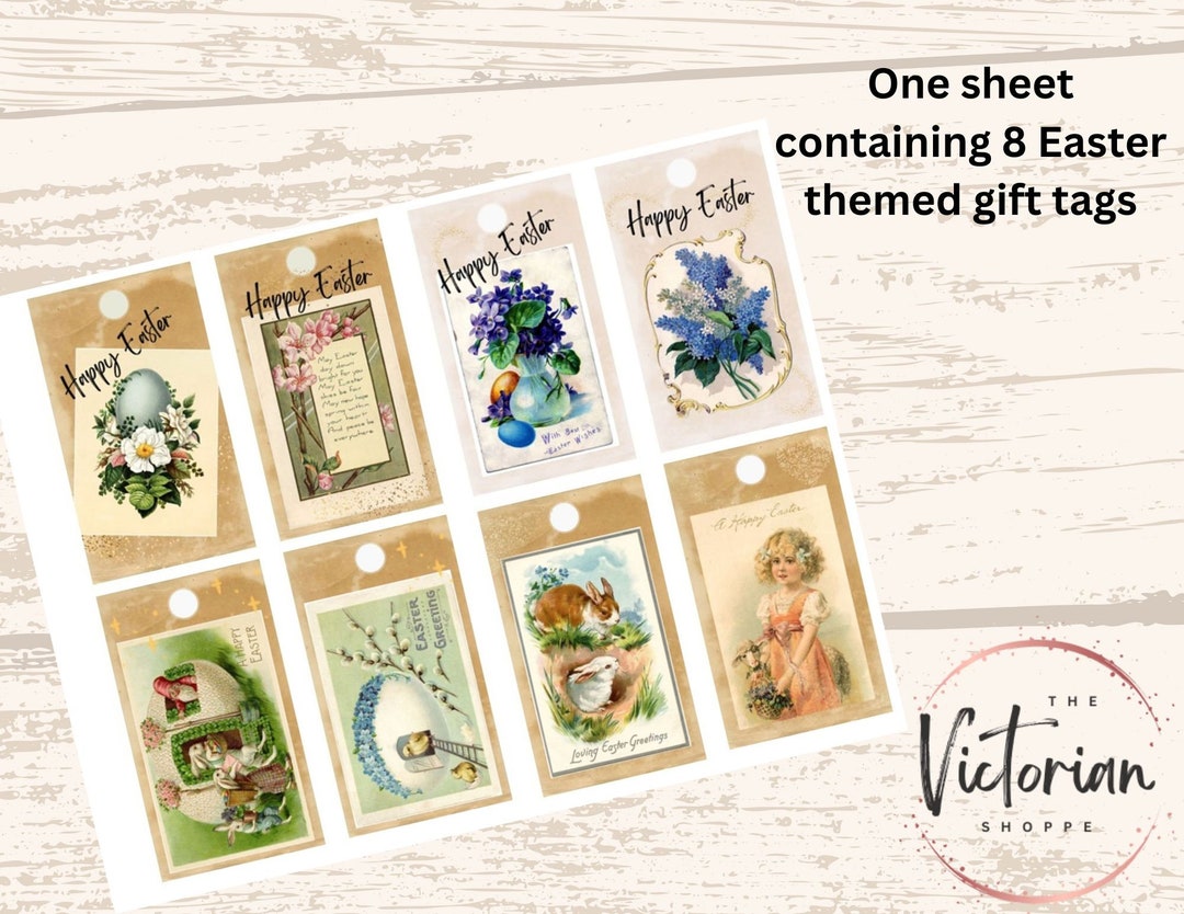 Printable Vintage Easter Gift Tags, Digital Gift Tags, Instant ...