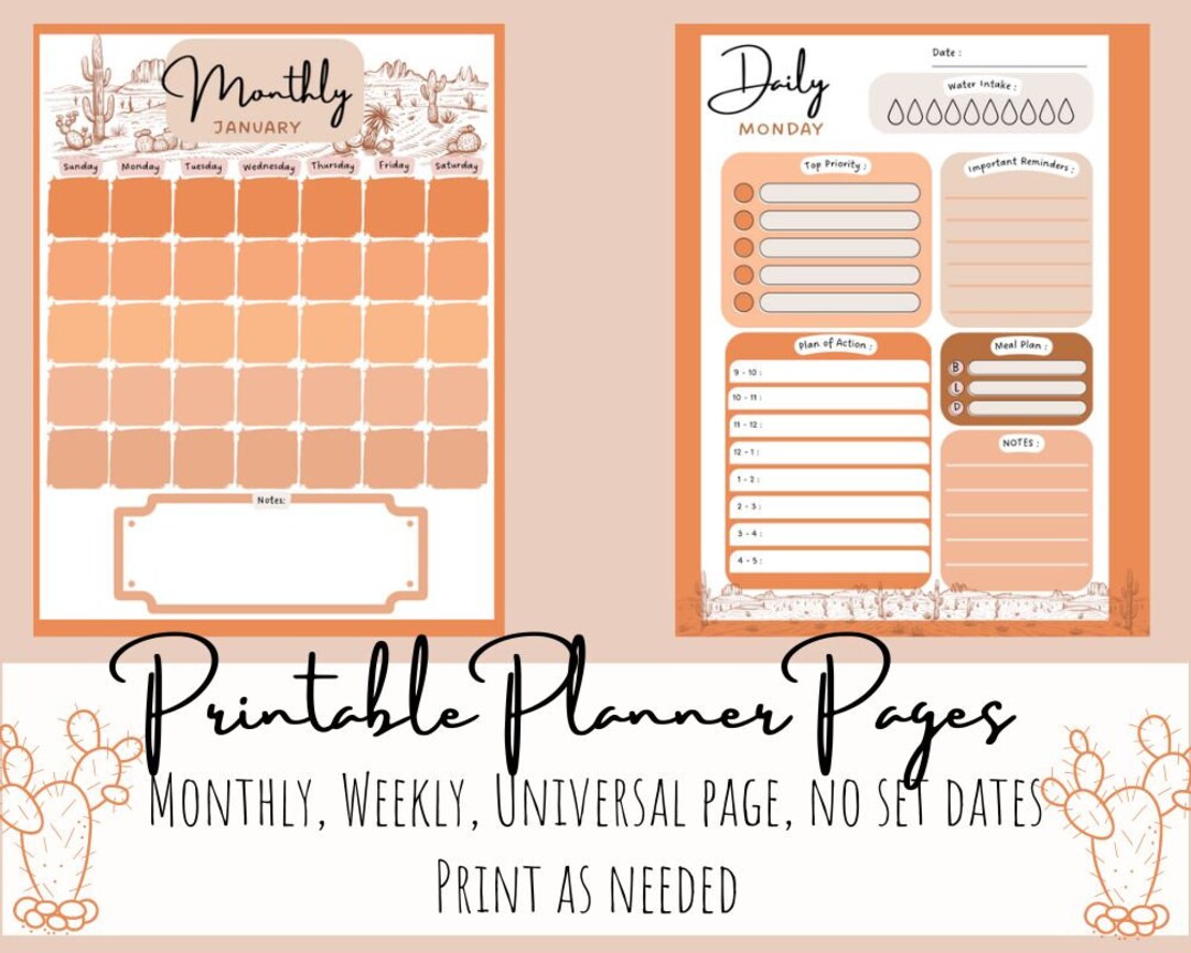 Printable Planner Western Planner Instant Download Western Planner