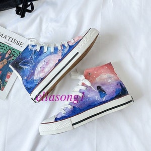 Hand bemalt PersönlichkeitHigh Top Schuhe, benutzerdefinierte flache Schuhe, Spitze Individualität Doodle Hand gezeichnete Schuhe, bemalte Turnschuhe, Geburtstagsgeschenk
