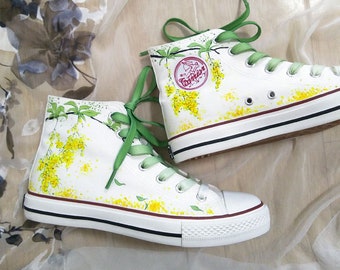 yellow shoes with flowers