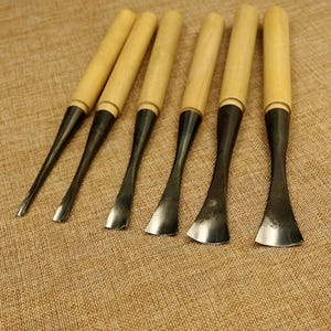 Wood Carving Gouge Chisel | Curved Blade Tools with Wooden Handles for Sculpting & Shaping