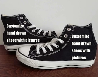 Custom painted shoes, Anime  Shoes,Lace Individuality Doodle Hand Drawn sneakers