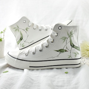 Hand Painted Personality Design Shoes,Casual High Top Custom Painted Flat Shoes,Lace Individuality Doodle Hand Drawn Sneakers,Birthday Gift