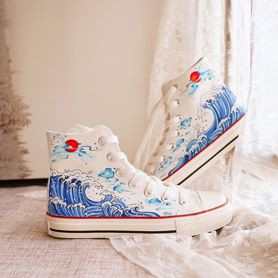Custom Painted Shoes For Sale Great Wave Hand Painted Shoes KOKO