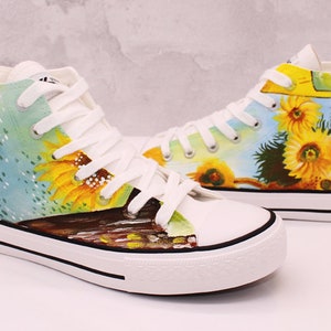 Hand Painted Personality Desgin Shoes, High Top Custom Flat Shoes,Casual Lace Individuality Doodle Hand Drawn Sneakers,Birthday Gift