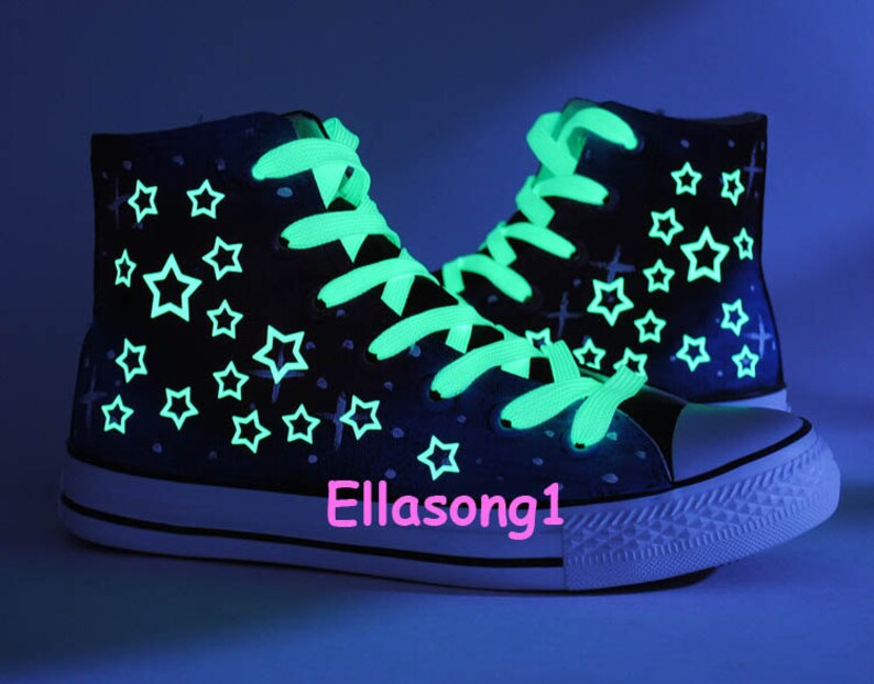 Hand Painted lovers Galaxy Luminous Canvas Shoes,High Top custom flat shoes,Lace Individuality Doodle Hand Drawn shoes,painted sneakers