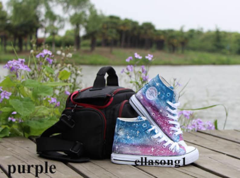 Hand Painted Galaxy Canvas Shoes,Hi top custom painted shoes,Casual Lace Individuality Doodle Hand Drawn sneakers,custom birthday gift