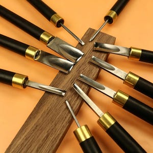 Wood Carving Gouge Chisel | Curved Blade Tools with Wooden Handles for Sculpting & Shaping