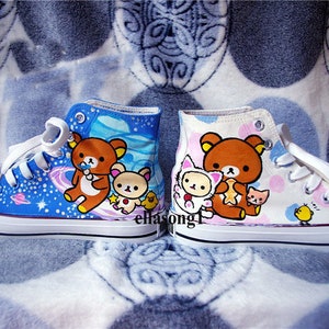 Zapatos de dibujos animados pintados a mano, Hi tops zapatos pintados a medida, Casual Encaje Individualidad Doodle Hand Drawn Sneaker, regalo de cumpleaños personalizado