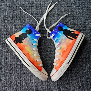 Zapatos altos pintados a mano, zapatos pintados personalizados, casual Encaje Individualidad Doodle Zapatillas dibujadas a mano, regalo de cumpleaños personalizado