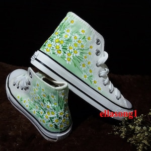 Hand Painted Flower Girl  Shoes,Hi top custom painted shoes,Casual Lace Individuality Doodle Hand Drawn sneakers,birthday gift