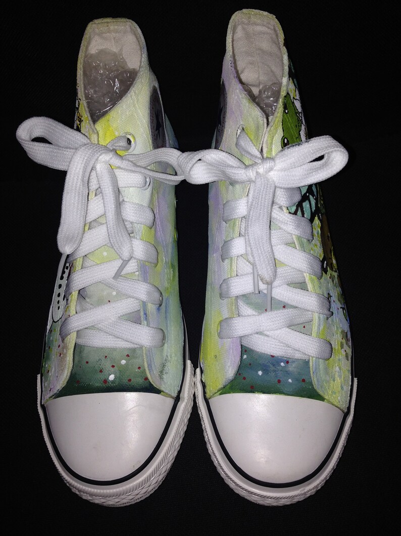 Hand Painted Girl Canvas Shoes,Hi top custom painted shoes,Casual Lace Individuality Doodle Hand Drawn sneakers,custom birthday gift