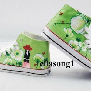 Hand Painted Girl  Shoes,High top custom painted shoes,Casual Lace Individuality Doodle Hand Drawn sneakers,birthday gift