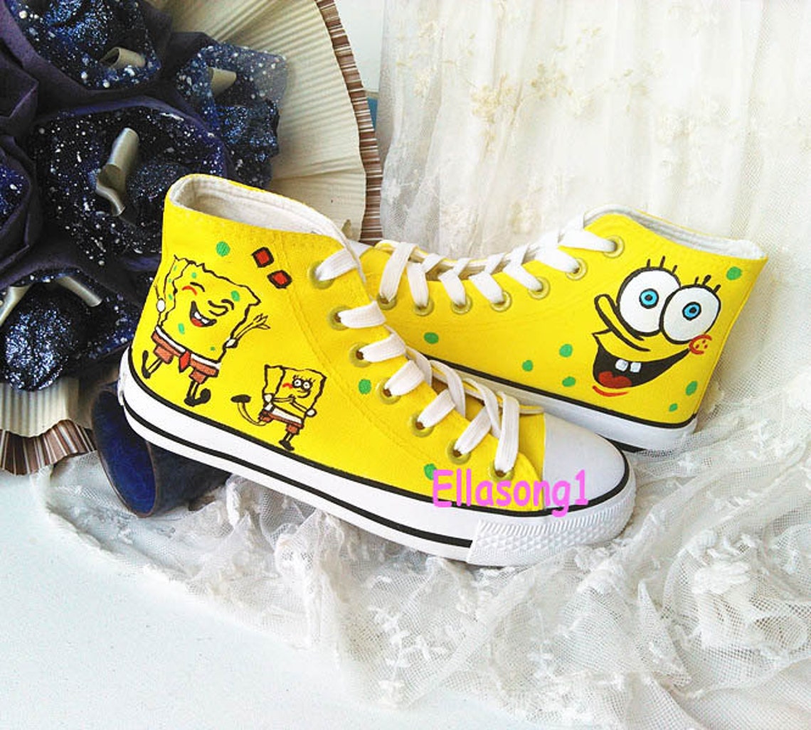 Lovely Spongebob Cartoon Converse Custom ShoesHand Painted Etsy