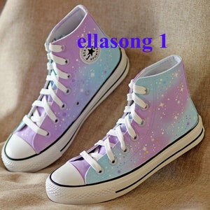 Handbemalte Gradient Galaxy Casual Schuhe, High Top benutzerdefinierte flache Schuhe, Spitze Individualität Doodle Handgezeichnete Schuhe, bemalte Sneaker