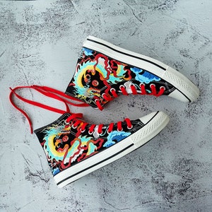 Zapatos de personalidad pintados a mano, zapatos pintados personalizados de alta calidad, zapatillas de deporte dibujadas a mano con garabatos de individualidad de encaje informal, regalo de cumpleaños