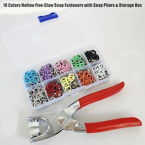 Colorful Snap Button Set with Pliers |100sets 10-Color 9.5mm Five-Claw Snaps for Baby Clothes, Bibs, Jackets & Sewing Repairs