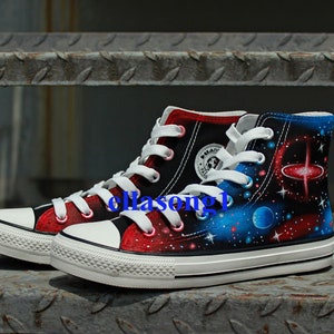 Hand Painted Galaxy Casual  Shoes,High Top custom flat shoes,Lace Individuality Doodle Hand Drawn shoes,painted sneakers,birthday gift
