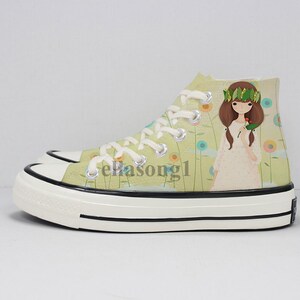 Hand bemalt Mädchen Cartoon Sport Schuhe, High Top Custom flache Schuhe, Lässige Spitze Individualität Doodle Hand gezeichnet Turnschuhe, Geburtstagsgeschenk