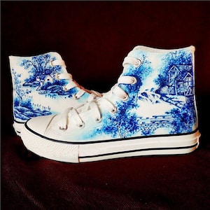 Hand Painted Personality Shoes,Casual High top Custom Painted Flat Shoes,Lace Individuality Doodle Hand Drawn sneakers,birthday gift
