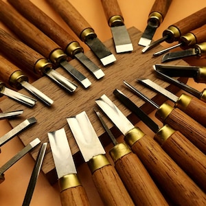 Conjunto de formões para entalhe em madeira | Ferramentas profissionais para marcenaria com cabos de madeira para iniciantes e artistas