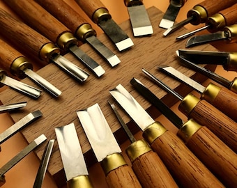 Set houtsnijbeitels | Professioneel houtbewerkingsgereedschap met houten handgrepen voor beginners en kunstenaars