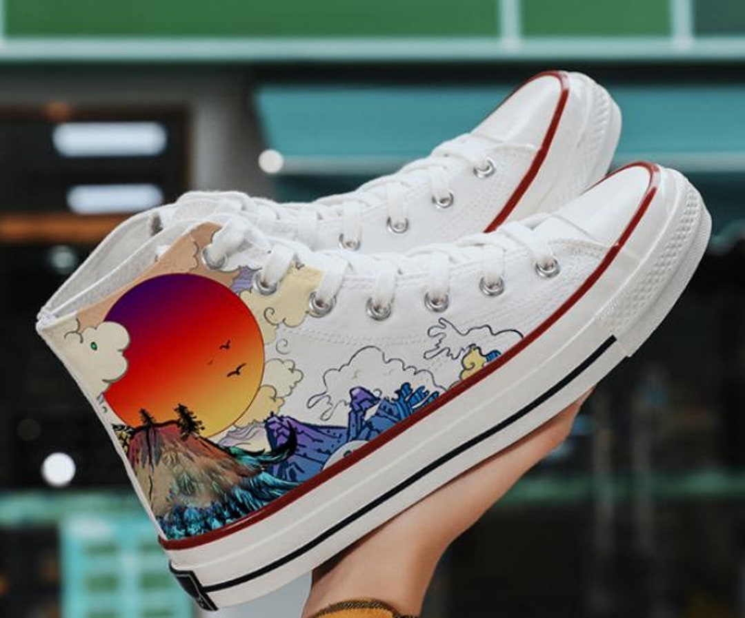 Hand Painted Personality Design Shoeshigh Top Custom Painted - Etsy