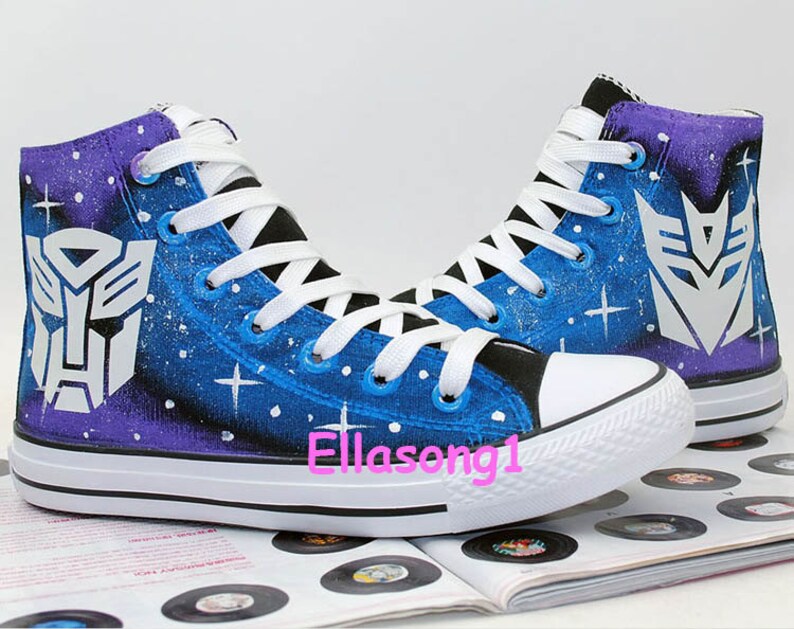 Lace Individuality Doodle Hand Drawn Sneakers,birthday gift Hand Painted Galaxy Luminous Casual Canvas Shoes,High Top custom flat shoes