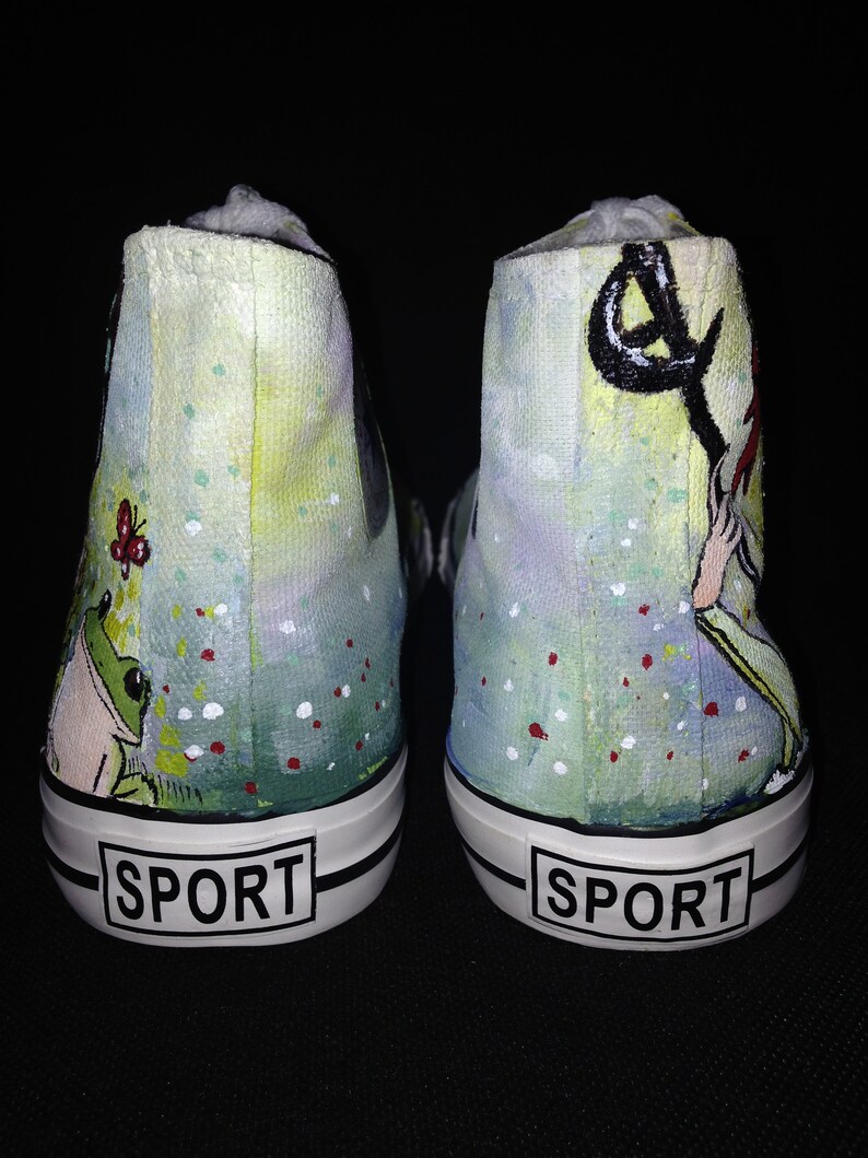 Hand Painted Girl Canvas Shoes,Hi top custom painted shoes,Casual Lace Individuality Doodle Hand Drawn sneakers,custom birthday gift
