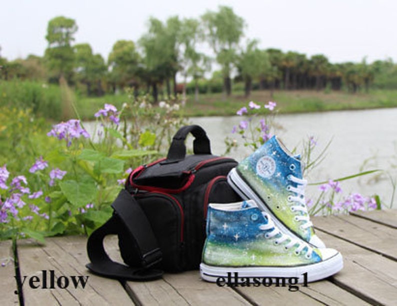 Hand Painted Galaxy Canvas Shoes,Hi top custom painted shoes,Casual Lace Individuality Doodle Hand Drawn sneakers,custom birthday gift